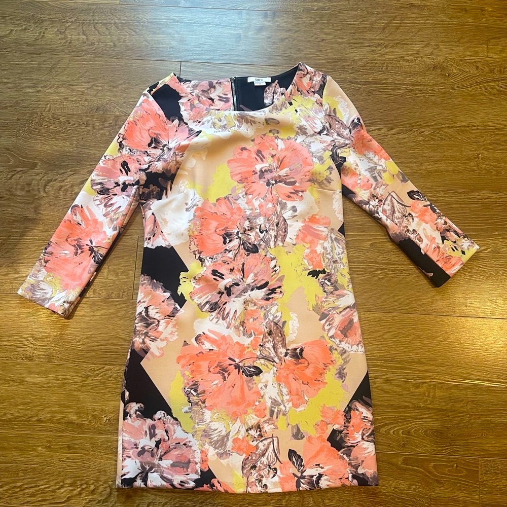 Floral Print Dress with 3/4 Sleeves